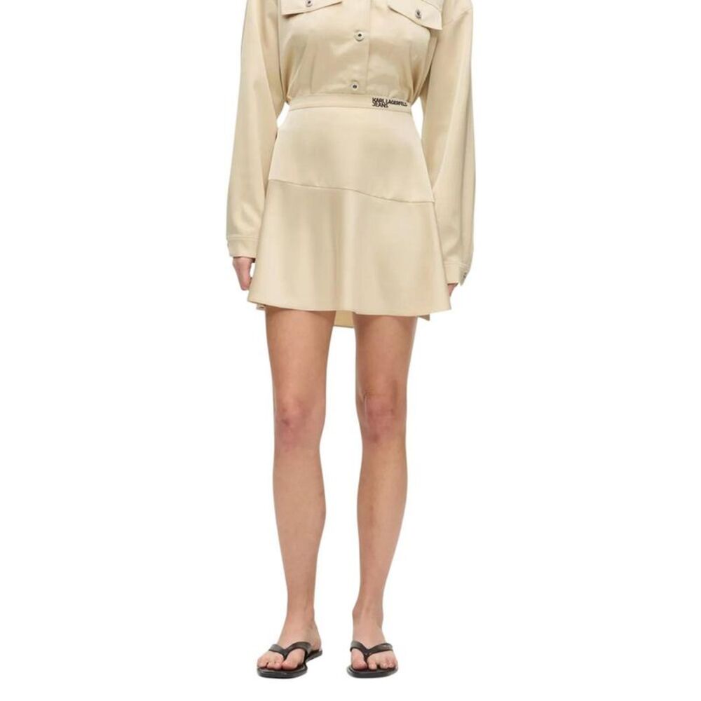 Karl Lagerfeld Beige Polyester Mini Women's Skirt